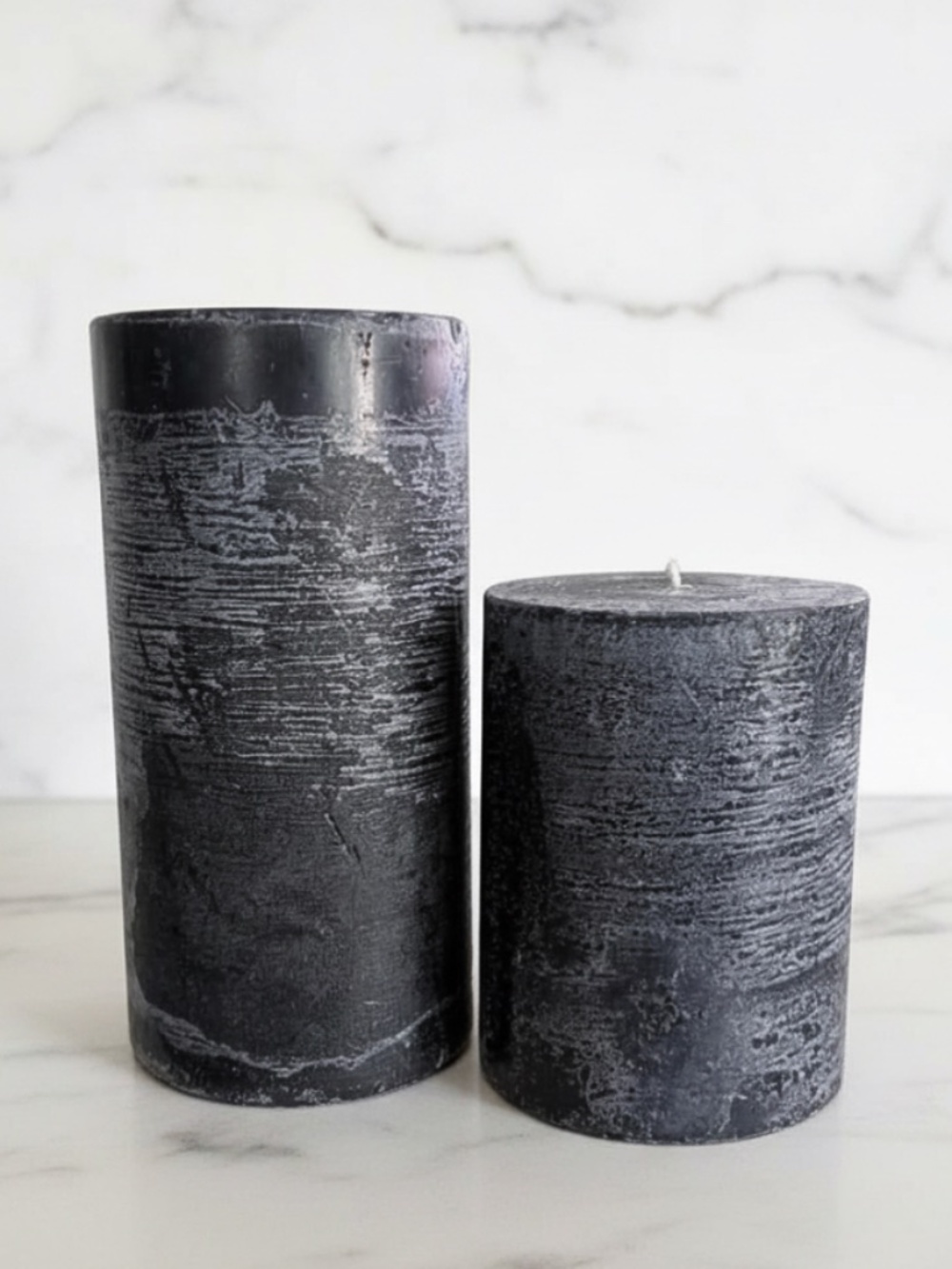 Set/2 Black Rustic Pillar Candles